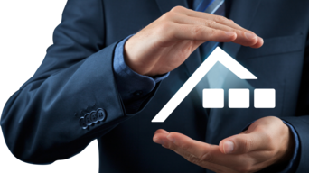 Mann im Anzug hält bösch Logo mit Händen oben und unten | © bösch heizung.klima.lüftung