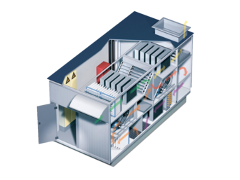 3D-Grafik des Aufbaus eines Komplettgeräts mit transparentem Hintergrund