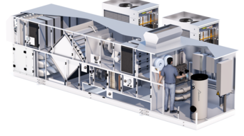 3D-Illustration vom Aufbau eines HLK-Komplettgeräts von bösch