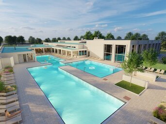 Im Sommer wird den Gästen im Natur-Solebad Werne zusätzlich ein 50-Meter Außenbecken sowie ein Kinderplanschbereich geboten. | © Geising + Böker GmbH