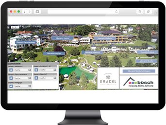Bildschirm mit Übersicht der Visualisierung im Genussdorf Gmachl. | © bösch heizung, klima, lüftung